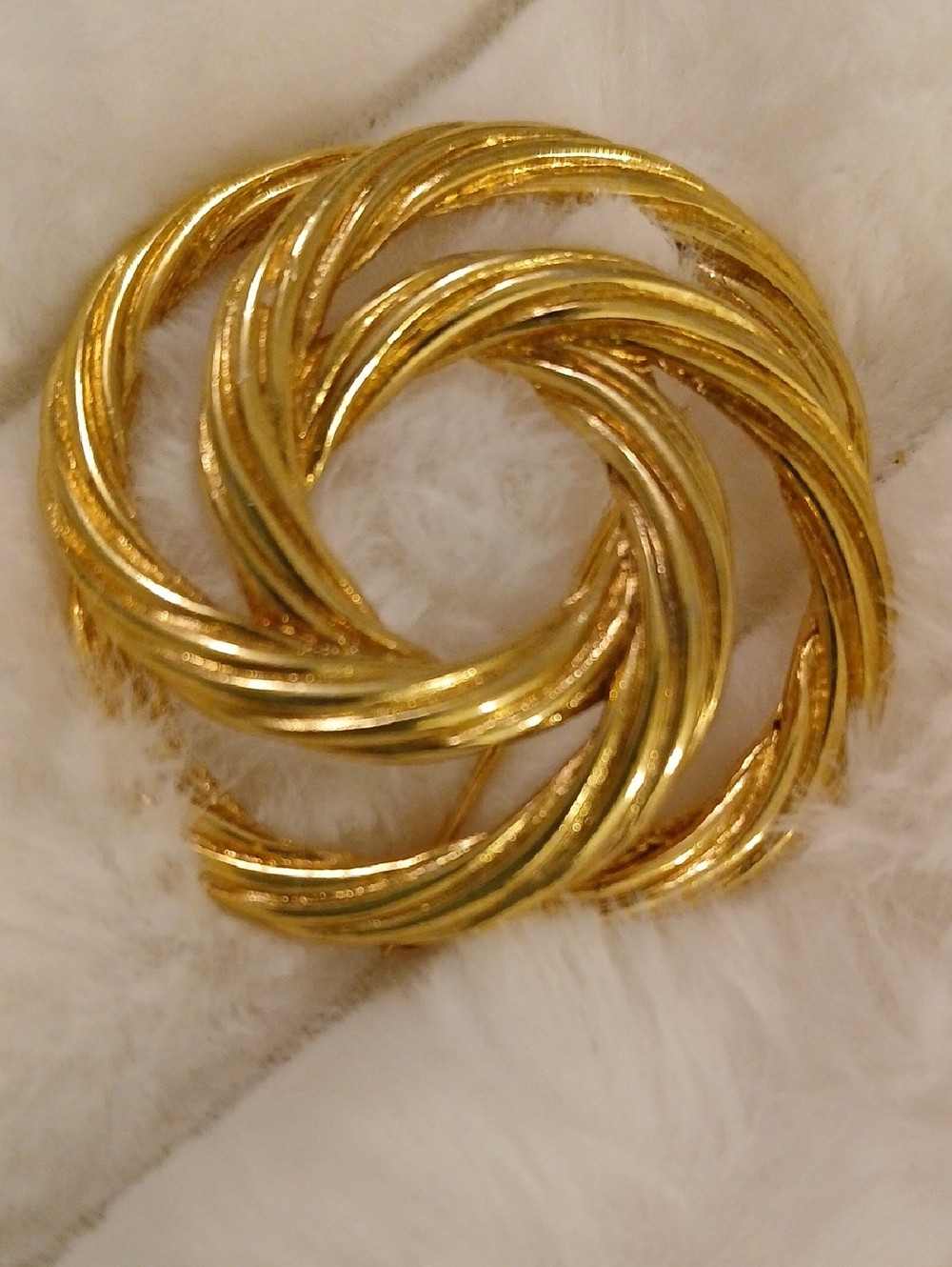 Vintage Monet Gold-Tone Twisted Swirl Brooch, Stamped